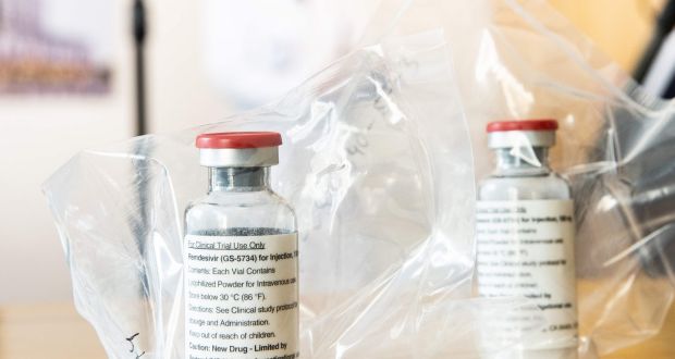 Vials of the drug remdesivir. The European Medicines Agency said  it has recommended authorising the use of anti-viral drug to treat the new coronavirus. Photograph: Ulruch Perrey/AFP via Getty