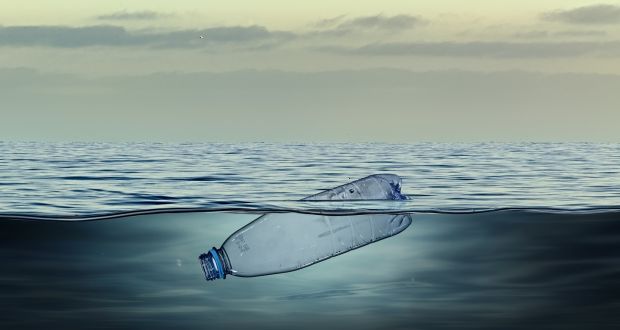 Plastic bottle, pollution that floats in the ocean.
