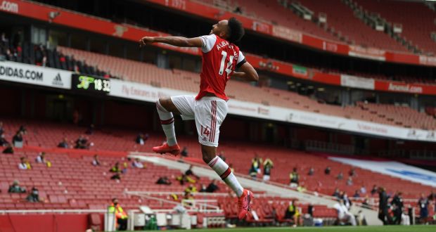 Pierre-Emerick Aubameyang has scored 19 goals for Arsenal so far this year. Photograph: Getty Images