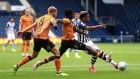 West Bromwich Albion’s Grady Diangana scores his side’s fourth goal  during the  Championship match against Hull  at The Hawthorns on Sunday. Photograph: Mike Egerton/PA Wire