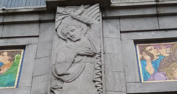A piece by Gabriel Hayes at the entrance to the Church of the Ascension in Gurranabraher in Cork. Hayes was one of Ireland’s most prolific female sculptors of the 20th century.