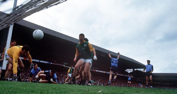 Jack Sheedy scores a goal for Dublin in the Leinster SFC preliminary round replay against Meath at Croke Park in 1991. Photograph: Inpho