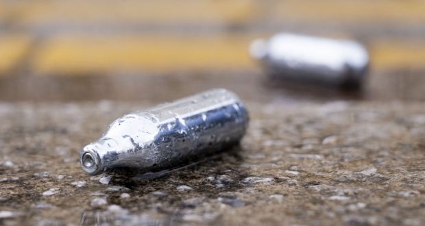Used metal canisters of nitrous oxide, also known as laughing gas. File photograph: Matthew Horwood/Getty Images