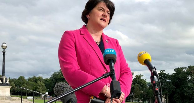 First Minister Arlene Foster outside Stormont in Belfast. Photograph: David Young/PA Wire