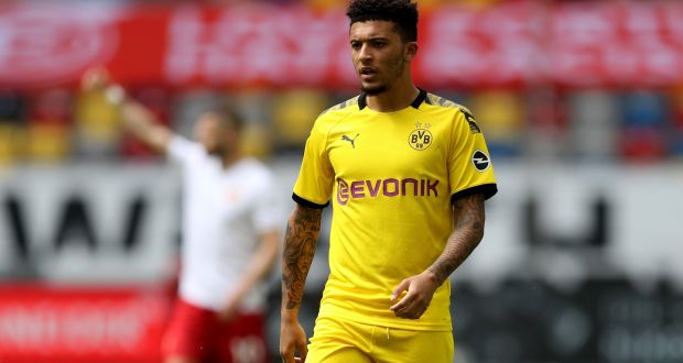 Borussia Dortmund’s  Jadon Sancho has agreed personal terms with Manchester United on his transfer. Photograph:  Lars Baron/Getty Images