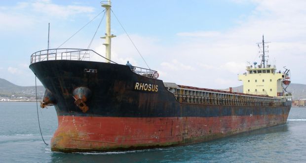 An undated photograph of the vessel Rhosus, which brought the ammonium nitrate to Beirut. The ship is believed to have sunk in the harbour in 2015 or 2016. Photograph: EPA/Tony Vrailas/Marinetraffic.com 