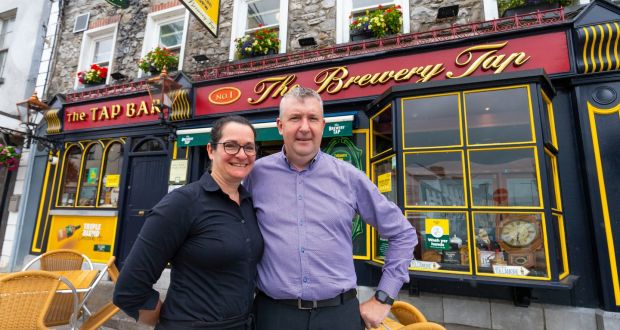 Cathy Anne and Paul Bell outside The Brewery Tap, Tullamore, Co Offaly. Photograph: Tom O’Hanlon