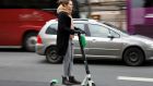 A dock-free electric scooter or “trotinette” in Paris. Photograph: Charles Platiau/Reuters