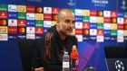  Pep Guardiola:  “I feel the time has arrived to be ourselves. We will respect our opponents, of course, but in this game I want to see my team show who they are.” Photograph: AFP/Getty   