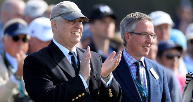 Prince Andrew with Royal Liverpool captain Tudor Williams at the 2019 Walker Cup. Photo: David Cannon/Getty Images