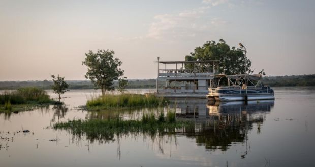 Water levels have risen along the river Nile, which means ferries can no longer cross at Murchison Falls, Uganda’s biggest national park. Photograph: Sally Hayden