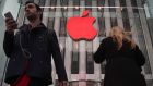 In New York, Apple’s 1.2 per cent drop weighed heavily on the three main indexes and the shares were on course to end five days of gains. Photograph: Carlo Allegri/Reuters