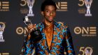 US actor Chadwick Boseman holds the Outstanding Actor in a Motion Picture award for Black Panther in March 2019. Photograph:  Etienne Laurent/ EPA