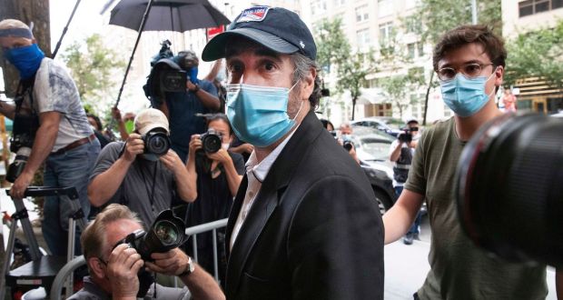 Michael Cohen returning to his apartment, in New York, after being released from prison in July. Photograph: AP