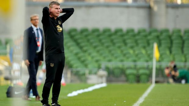 Republic of Ireland manager Stephen Kenny on the sideline during the Uefa Nations League match against Finland at the Aviva Stadium. Photograph: Ryan Byrne/Inpho