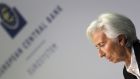 Christine Lagarde, President of the European Central Bank.  Governors of the ECB are expected  to prepare the ground for new stimulus, armed with a new set of forecasts on the bloc’s sluggish recovery and with the coronavirus pandemic resurging. Photograph: Daniel Roland/AFP via Getty Images