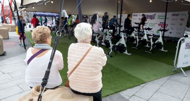 People take part in a spin class in Dublin - personal exercise remains the most popular form of sport undertaken by people in Ireland. Photograph: Inpho