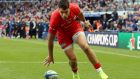 Sean Maitland of Saracens touches down during the Champions Cup final against Leinster at St James’s Park, Newcastle, last year. File photograph: Getty