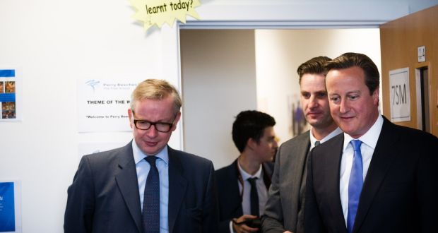 Then UK prime minister David Cameron and education secretary Michael Gove visit a school in Birmingham, September 2013. Photograph: Paul Rogers/WPA Pool/Getty