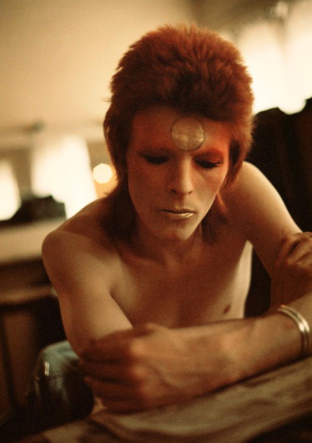 David Bowie at the Hammersmith Odeon, London, 1973. Photograph: Geoff MacCormack, courtesy Francesca Maffeo Gallery
