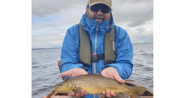 Brandon Hamber with a 1.75lb trout from the Cornamona area on Lough Corrib.