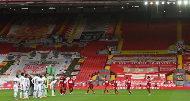 Empty stands look set to continue at Premier League matches as plans for the partial return of fans have been paused. File photograph: Getty Images