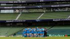 The Leinster team form a huddle after their loss to Saracens. Photograph: Billy Stickland/Inpho
