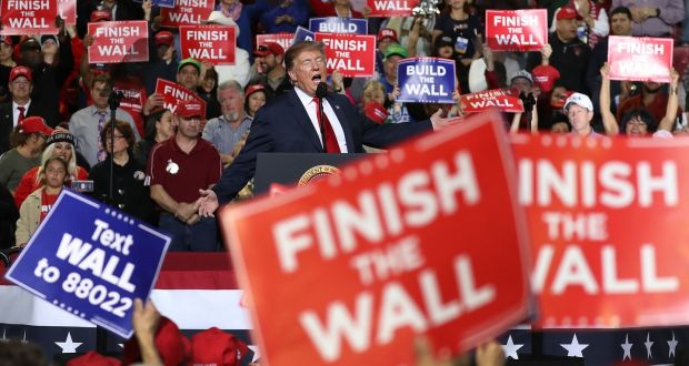 US president Donald Trump speaks during a rally at the El Paso County Coliseum on February 11th, 2019 in El Paso, Texas. Photograph: Joe Raedle/Getty 