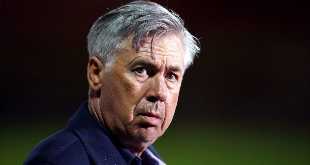 Carlo Ancelotti: Everton manager will be hoping to guide the early-season league leaders to a first win over Liverpool in 23 games. Photograph:  Dave Thompson/PA 