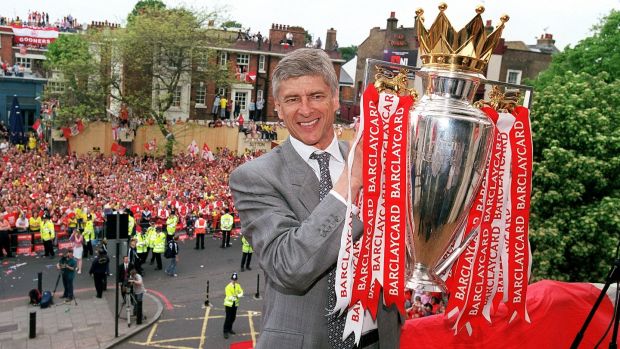 Arsène Wenger celebrates Arsenal’s 2004 Premier League win. Photograph: Getty