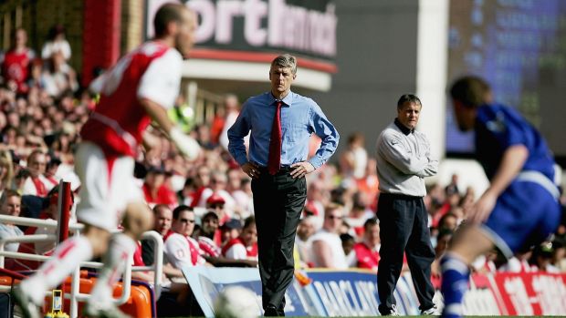 Arsène Wenger on the touchline at Highbury in 2004. Photograph: Clive Mason/Getty