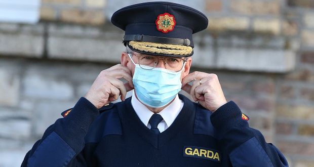 Garda Commissioner Drew Harris at a media briefing at Garda Headquarters in Dublin’s Phoenix Park on Friday. Photograph: Stephen Collins/Collins Photos