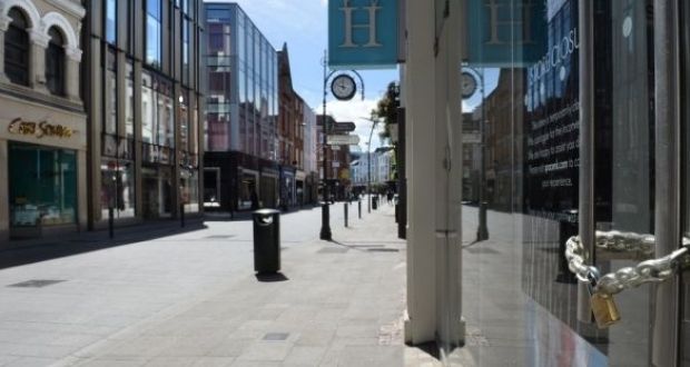 A deserted Grafton Street pictured during Covid-19 lockdown. Photograph: Dara Mac Dónaill 