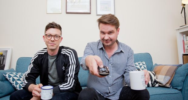 Gogglebox Ireland’s Dave and John pictured pre-pandemic for The Irish Times. Photograph: Tom Honan