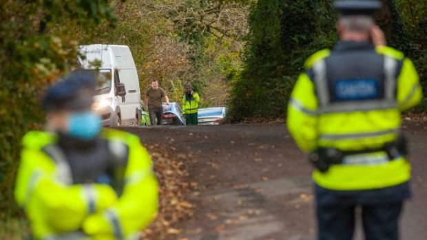 Gardaí at the scene of a fatal shooting in Assolas near Kanturk, north Co Cork. Photograph: Daragh McSweeney/Provision