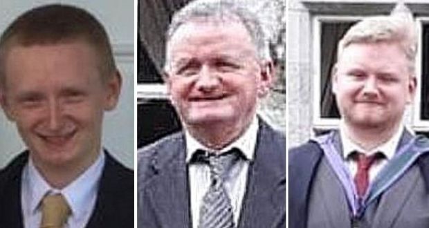 Gardaí were alerted to a shooting incident at Assolas near Kanturk, Co Cork, at about 6.30am on Monday, which left Diarmaid O’Sullivan (23, left), his father Tadhg O’Sullivan (59) and another son, Mark (26, right) dead at the family farm.