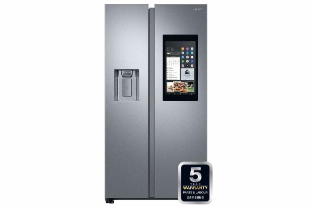 Samsung’s Family Hub smart fridge has an external screen that can look up recipes for the food that is in your fridge and order groceries.
