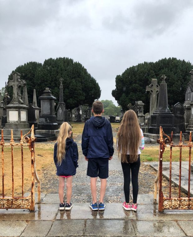 Lucy, Jack and Abbey O’Brien at Glasnevin Cemetery