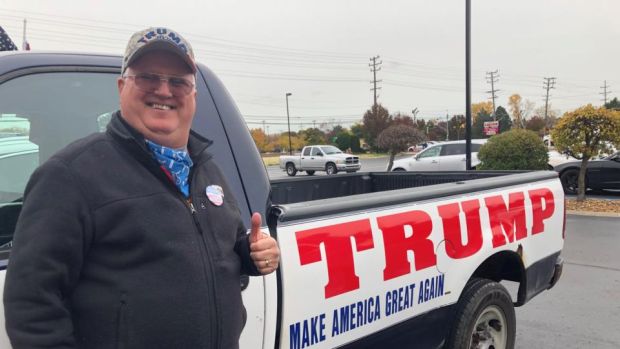 Trump supporter Michael Salyers in Detroit, Michigan. Photograph: Suzanne Lynch