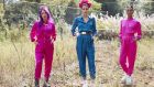 Pink and blue jumpsuits in silk and cotton with scrunchies by Violet Ogden. Photograph: Perry Ogden