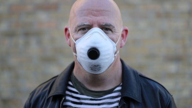 Martcare valved mask: DIY shop, €3.50. Photograph Nick Bradshaw