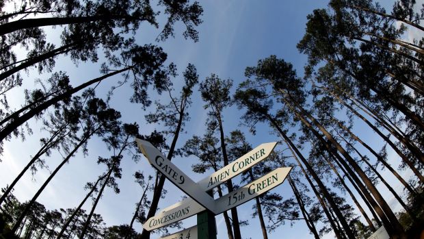 A general view of the signs at Augusta National Golf Club. Photograph: Ezra Shaw/Getty Images for Golfweek