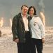 Lara Marlowe with Robert Fisk in Kuwait, near a burning oilfield, in February 1991
