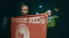 For Those I Love (aka David Balfe) holds up a Shelbourne flag during his performance on Later with Jools Holland on BBC on Friday. Photograph: BBC screengrab