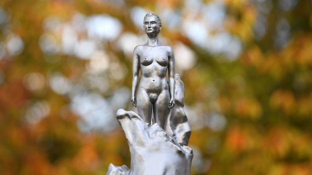 The Mary Wollstonecraft sculpture by British artist Maggi Hambling in north London’s Newington Green. Photograph: Justin Tallis/AFP via Getty Images.