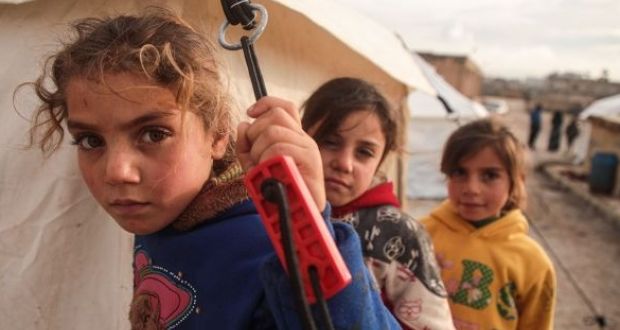 Syrian children in the south of Idlib prvoince at a camp for the displaced near the border with Turkey last year.  Ireland allocated more than  than €25m  to the Syria crisis in 2019. File photograph: Aaref Watad/AFP via Getty Images