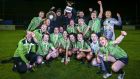 Peamount United’s players and staff celebrate after securing the FAI Women’s National League title after victory over Shelbourne at Peamount United FC in Newcastle, Co Dublin. Photograph:  Ken Sutton/Inpho