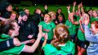 Peamount celebrate after securing the title. Photograph: Ken Sutton/Inpho