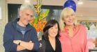Broadcasters David McCullagh and Miriam O’Callaghan with their retiring colleague (centre) at a gathering in Donnybrook.