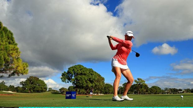 Stephanie Meadow hits her tee shot on the 13th hole during the final round of the Pelican Women’s Championship at Pelican Golf Club on November 22nd in Florida. File photograph: Getty